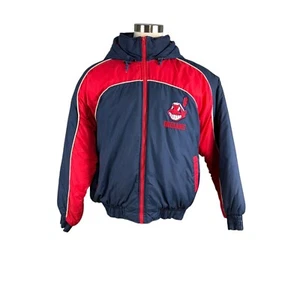 Cleveland Indians Vintage 90s Hooded Jacket Size L Navy & Red Polyester MLB... - Bild 1 von 13
