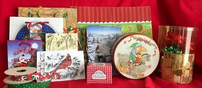 Lote de fitas de Natal + arcos + etiquetas de presente + bolsas + sacos + cartões + notas / envelopes - Imagem 1 de 4