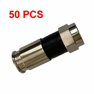 50 Pack F-Type Compression Connector Male Plug RG6 Quad Shield Coax Cable Lot - Image 1 of 2