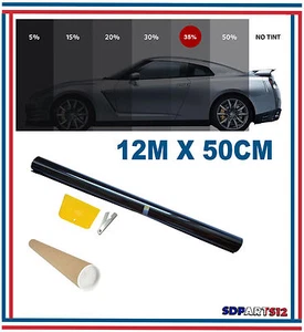 12m X 50cm Film Teinte Solaire Noir Pour Vitre Latérales Auto Voiture Batiment - Imagen 1 de 4