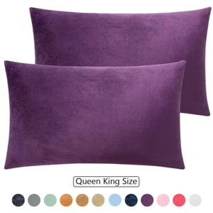 Funda de almohada de terciopelo con cremallera talla Queen King ultra suave esponjosa paquete de 2 - Imagen 1 de 90