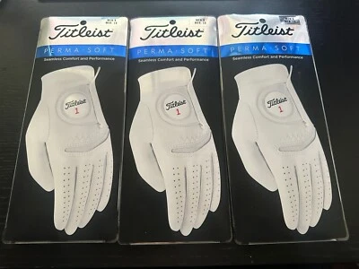 全新 Titleist Perma 软手套 - 批量 3 件 高尔夫手套 中号 大号 M-L — 第 1/4 张图片