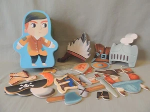 Vintage DJECO tin box with different wooden pieces puzzle France - Picture 1 of 16