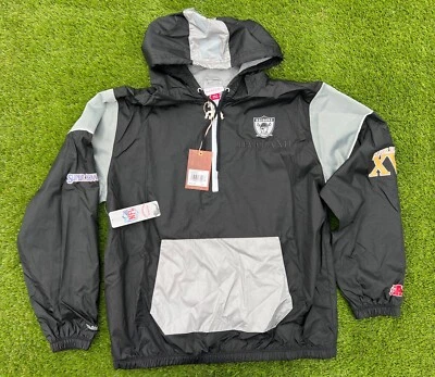 NWT Oakland Raiders Authentic Retro NFL Football Pullover Jacket Windbreaker L - Image 1 of 4