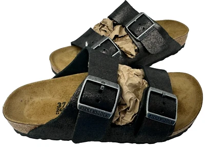 Sandálias femininas Birkenstock Arizona fivela dupla preto metálico tamanho: 7 152B - Imagem 1 de 4