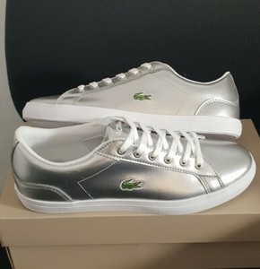 silver lacoste shoes