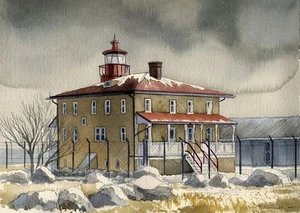 Point Lookout Lighthouse Winter Potomac River Chesapeake Bay Maryland Art Prints - Picture 1 of 2