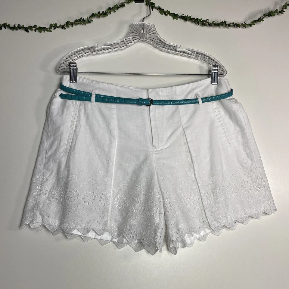 Bermuda feminina cremieux com cinto ilhós branca tamanho 12 - Imagem 1 de 4