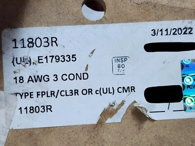 Cable digital avanzado 11803R 18/3C elevador cable de seguridad/alarma CMR gris/100 pies Foto 1 de 4