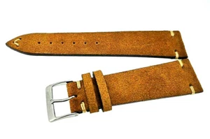 Retro Velour Stil Uhrenarmband 22mm Goldbraun Deutscher Hersteller  / 91 - Picture 1 of 3