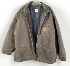 Vintage Carhartt C58 CHT Brown Blanket Lined Chore Barn Jacket Size XL Heavy - Picture 1 of 17