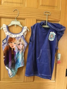 NWT Disney Frozen 2 Elsa Anna Swimsuit Cover Up 2 pc Set UPF 50+ Girls4T,5T,6,6X - Picture 1 of 2