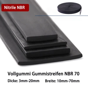 Vollgummi Gummistreifen NBR 70 3-20mm Dicke,10-70mm Breite,Länge 1m-10m -WÄHLEN - Picture 1 of 6