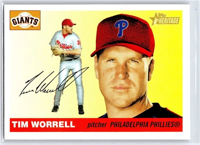TIM WORRELL 2004 Topps Heritage Philadelphia Phillies Giants Baseball Card #93 - Image 1 of 2