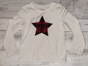 Cat & Jack Long Sleeve Shirt size XS 4/5 - Ivory/Cream/Red & Black Star - NEW - Picture 1 of 5