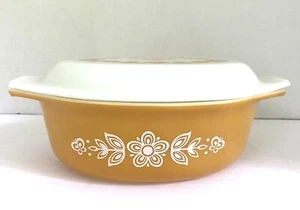 Vintage Pyrex Casserole Dish with Lid Set Butterfly Gold 043 1 1/2qt No Chips - Picture 1 of 15