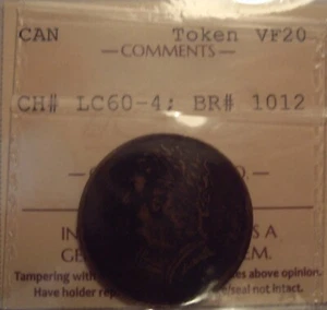 1820 Bust & Harp Token LC60-4; BR# 1012 ICCS VF-20 (XCX 415) - Picture 1 of 3