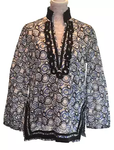 *Michael Michael Kors* blue & white graphic print Tunic Top (UK 14) - Picture 1 of 8