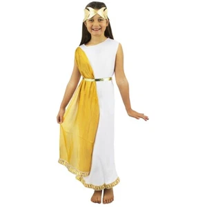 Girls Roman Grecian Goddess Or Red Gold Costume World Book Day Fancy Dress M L - Picture 1 of 5