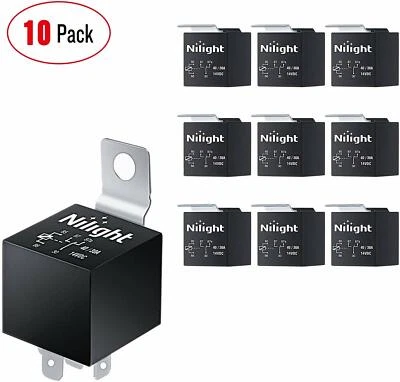 Paquete de 10 relés eléctricos Nilight Socket SPDT 12V 30/40 amperios 5 pines Foto 1 de 4