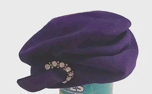 Vintage EvaMae Womens Gatsby Style Wool Fascinator Cocktail Pillbox Purple Hat - Picture 1 of 6