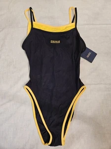 Nautica Badeanzug Einteiler Damen Größe 12 Marineblau/Gelb Besatz Schwimmanzug Neu mit Etikett - Bild 1 von 13