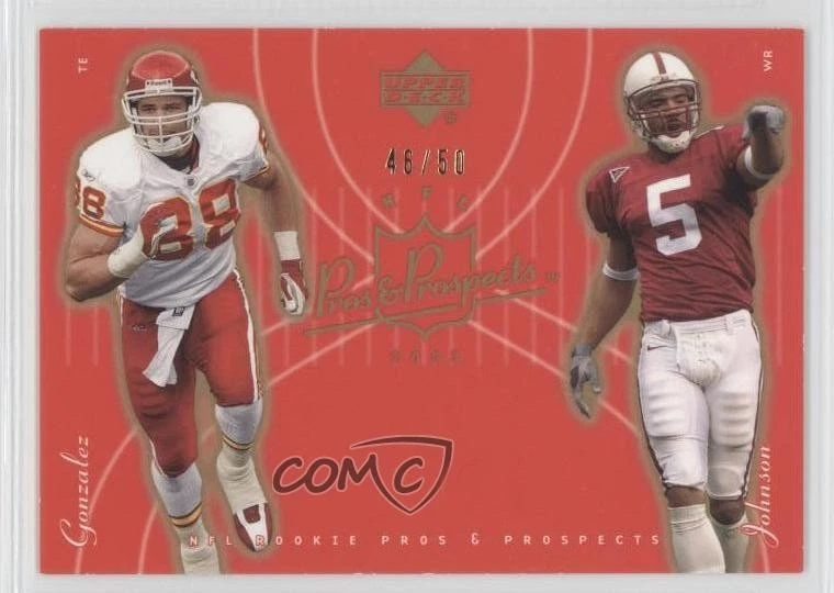 2003 Pros & Prospects Gold /50 Tony Gonzalez Teyo Johnson #157 Rookie RC HOF - Image 1 of 2