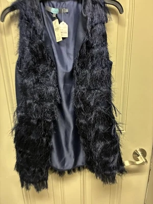 Chaleco Anthropologie de piel sintética azul marino para mujer nuevo con etiquetas - talla S Foto 1 de 4