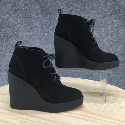 Botas femininas Jessica Simpson 8,5 M Mesila wedge botas camurça preta com cadarço - Imagem 1 de 4