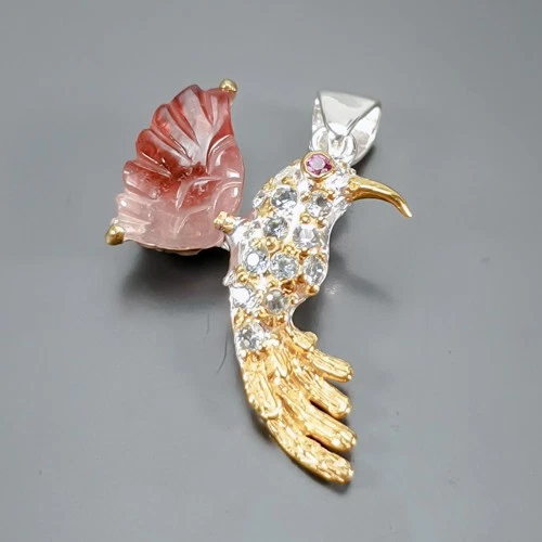 Handmade Natural Tourmaline Pendant 925 Sterling Silver  /NP52003 - Image 1 of 4