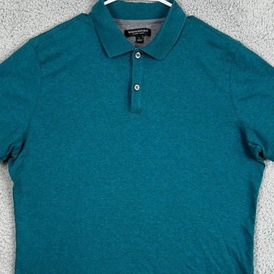 Banana Republic Shirt Polo Mens Large Teal Blue Luxury Touch Rugby Short Sleeve - Image 1 of 4
