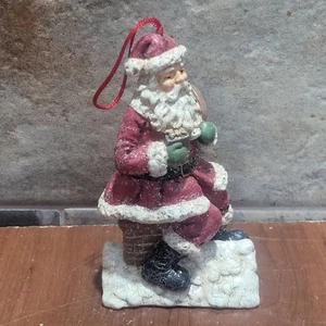 Vintage Santa Claus Going Down Chimney Christmas Ornament - Picture 1 of 10