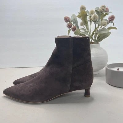 Everlane The Editor Suede Boot Side Zip Pointed Toe Brown Women's 6.5 Tried On - Image 1 of 4