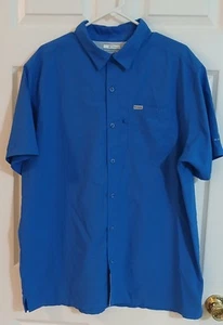 Columbia PFG Shirt Mens XLarge Blue Omni Shade Short Sleeve Vented Fishing - Picture 1 of 8