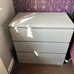 IKEA Malm 3-Drawer Chest, Light Grey, 80x78 Cm - Picture 1 of 3