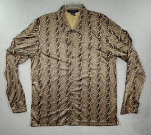 Kenneth Cole Reaction Shirt Mens L Brown Button Up Long Sleeve Stretch Casual - Picture 1 of 7