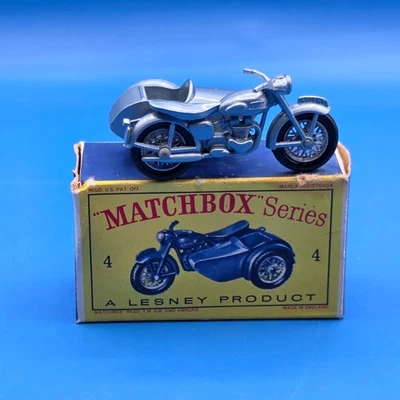 Vintage Matchbox 4C Triumph 110 Motorcycle and Sidecar 1960 w/ Original Box - Image 1 of 4