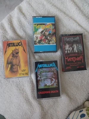 Lot 4 Cassette Tape METALLICA Jump In The Fire Manowar Into GLORY RIDE  - Image 1 of 4