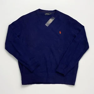 RL Felpa Girocollo Cotone Polo Ralph Lauren Blu Arancione Ricamata Pony M - Foto 1 di 9