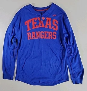 Nike Dri-Fit Texas Rangers Cooperstown Collection Mens Blue Polo Size XL Long SL - Picture 1 of 14