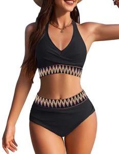 Women High Waisted Bikini Sets Tummy Control Swimsuits Two Piece Swim Suits 2... - Picture 1 of 6