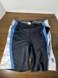 Boys Under Armour youth medium Large shorts with pockets. Black Blue White - Picture 1 of 8