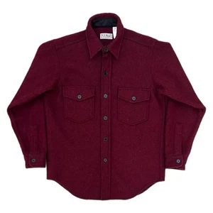 Vintage L.L. Bean Northwoods Wool Shirt 80s Crimson Chore Shacket - Size Medium - Picture 1 of 8