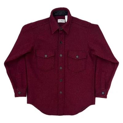 Vintage L.L. Bean Northwoods Wool Shirt 80s Crimson Chore Shacket - Size Medium - Image 1 of 4