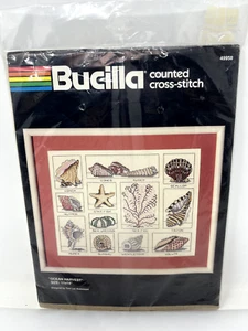 Bucilla Counted Cross Stitch Kit Ocean Harvest 11 x 14" Shells Beach - Picture 1 of 5