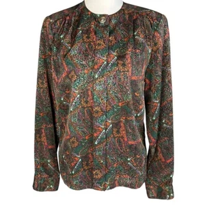 Christie & Jill Vintage Abstract Print Pleated Blouse size 8 - Picture 1 of 10