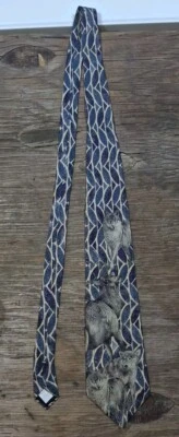 Vintage 90s Endangered Species Snow Wolf & Elk Nature Tie 100% Silk Made in USA Foto 1 de 4