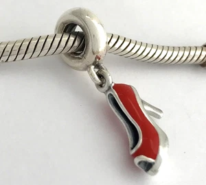 Authentischer PANDORA roter Stiletto-Anhänger Charm Silber mit Emaille, 792154EN09, neu - Bild 1 von 2