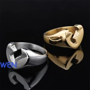 Anello Cool Uomo Semplice, Cuore Spezzato Anello Neutro Acciaio Inox Misura 6-12 - Foto 1 di 10