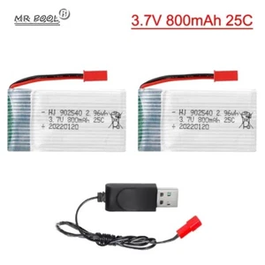 2Pcs 3.7V 25C 800mAh Li-Po Rechargeable Battery For RC Helicopter Drone JST Plug - Picture 1 of 8